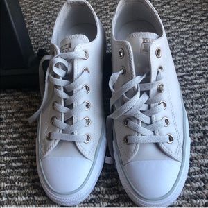 Beige Leather Converse All Stars